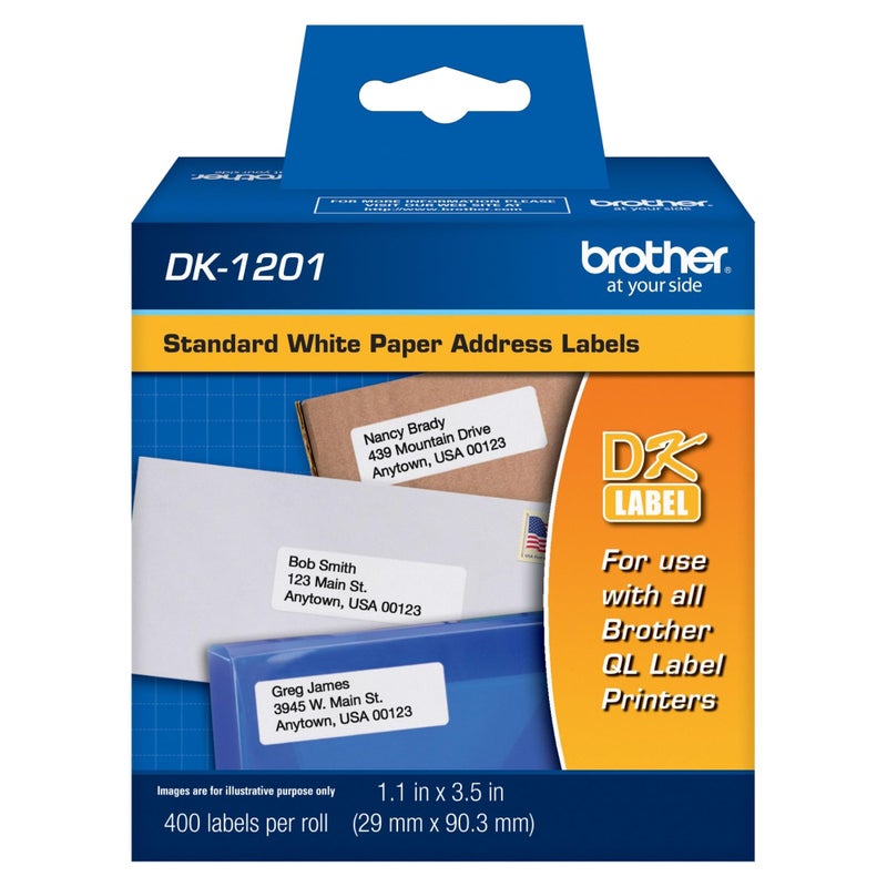 Brother Genuine DK1201 Die-Cut Standard Rolled Address Labels for QL Printers, (DK1201) - Image 1